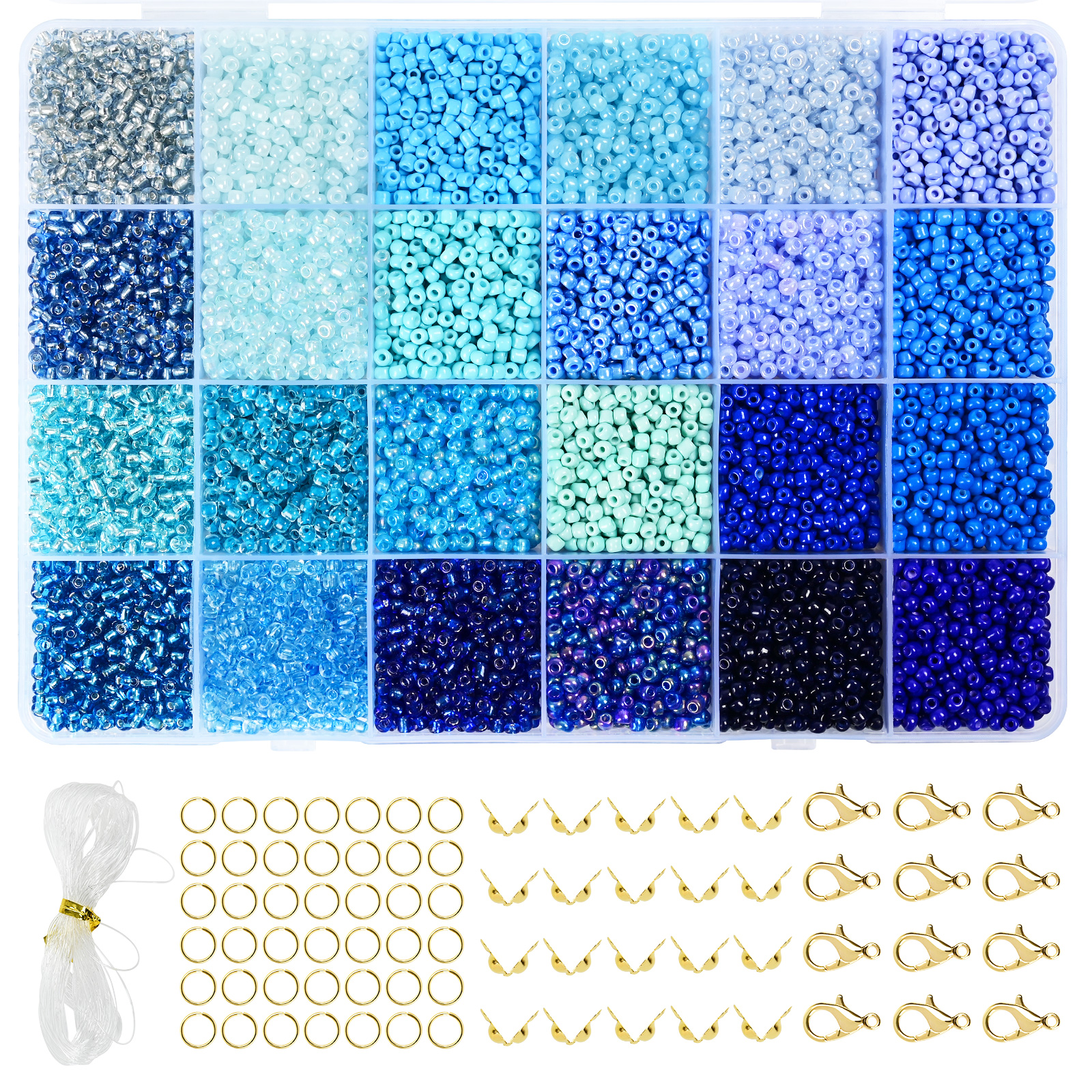 3mm blue seed beads for jewelry making