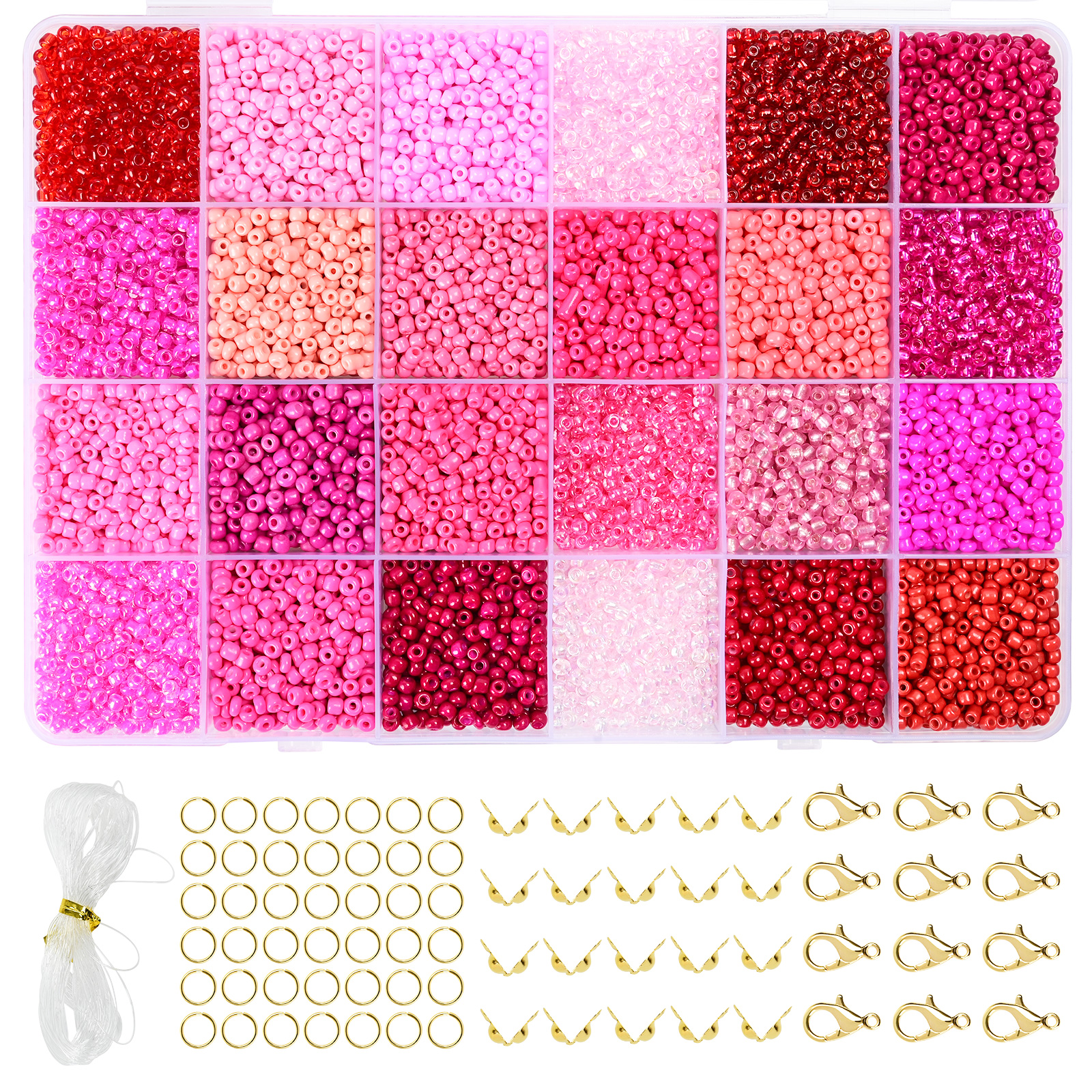3mm pink&red seed beads for jewelry making