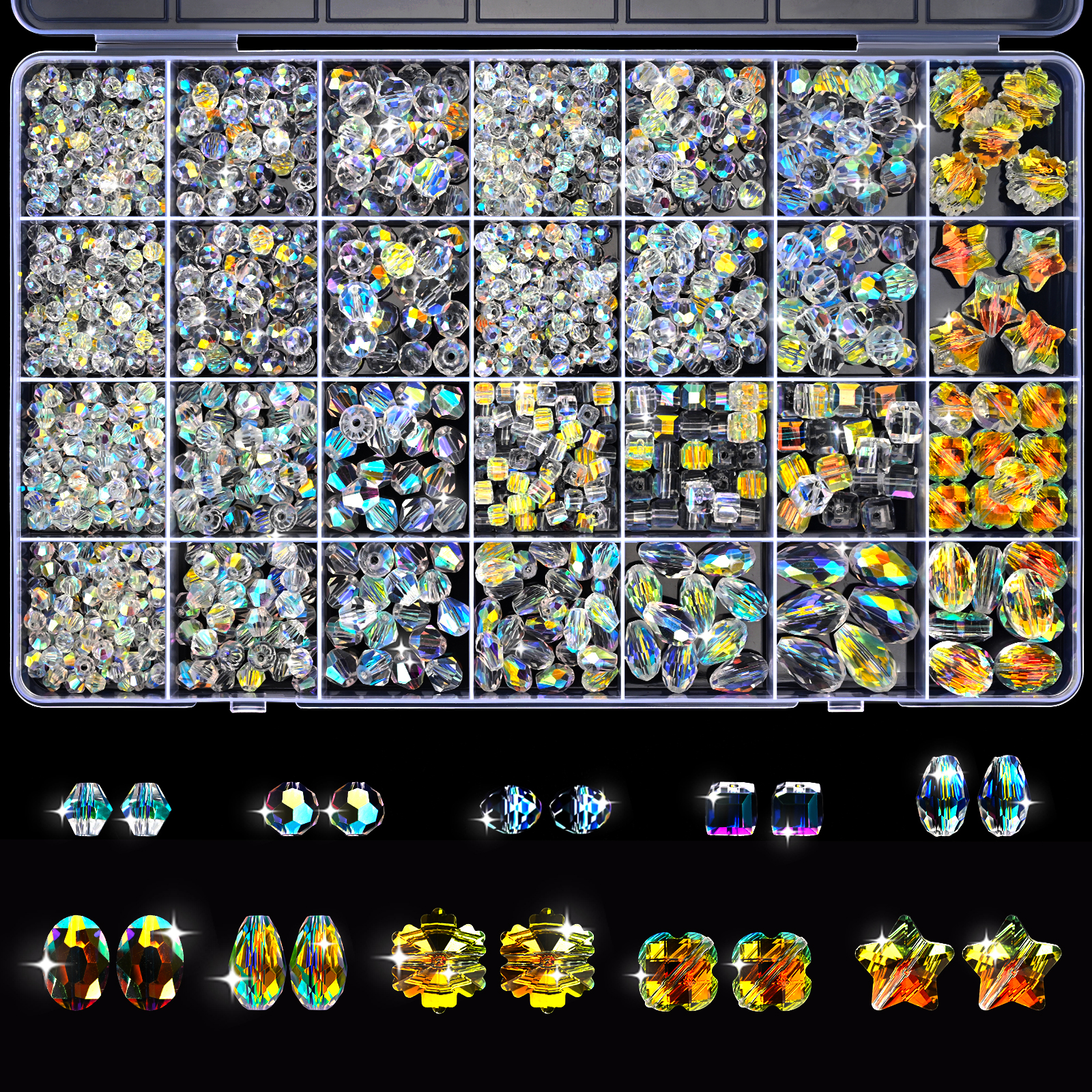 1390pcs Crystal Glass Beads for Jewelry Making