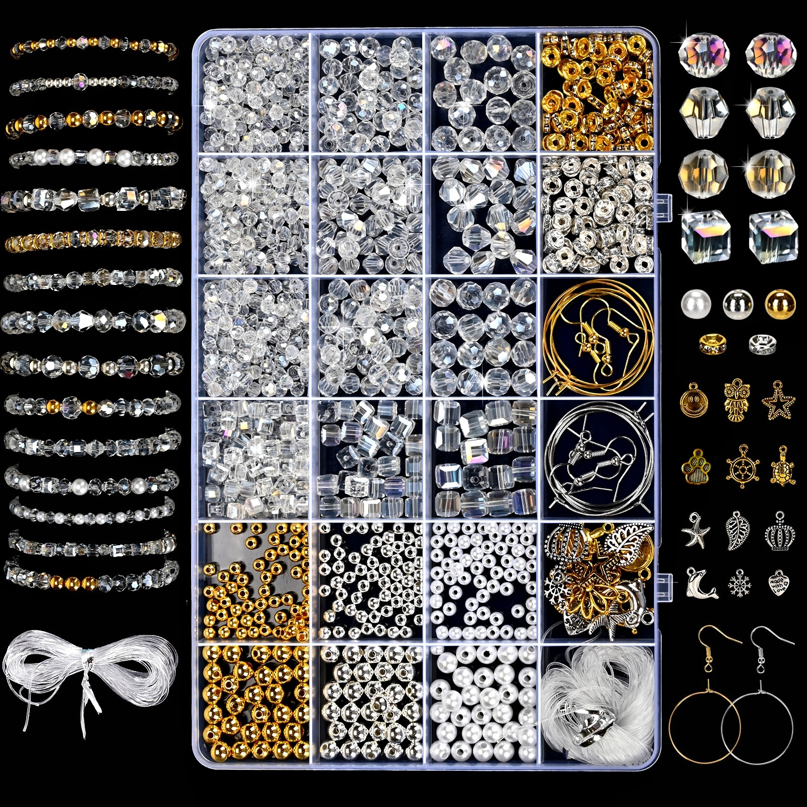 Crystal Glass Beads Bracelet Making Kit for Beginner